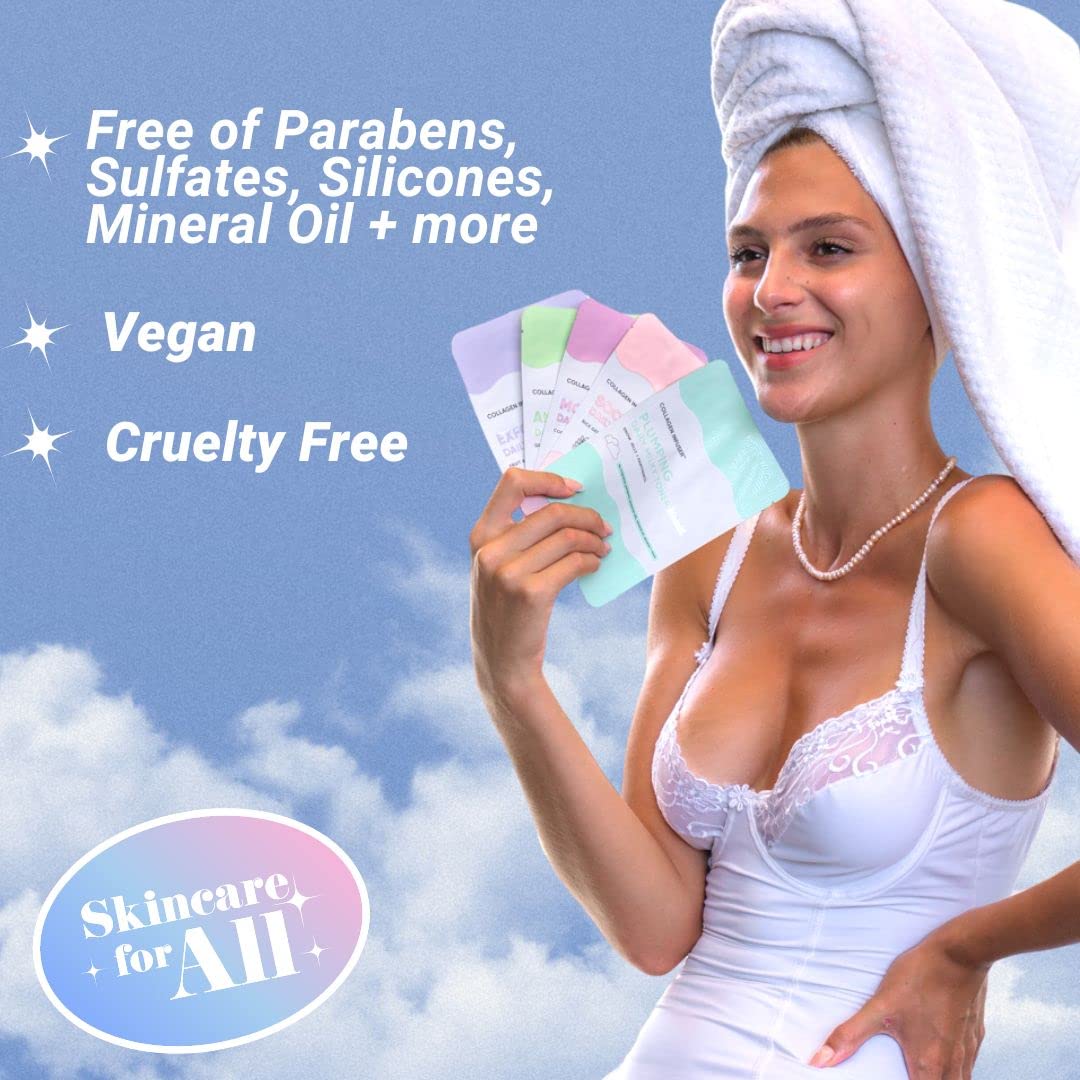 Exfoliating Face Masks (10-Pack) Korean Skincare Infused with Exfoliating Collagen, AHA, Glycolic Acid, BHA, Niacinamide & Ceramide - Revitalizing Solution for Smooth, Radiant Skin