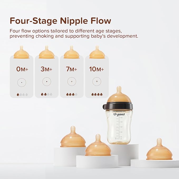 Thyseed PPSU Natural Breast-Like Bottle with Nipple(3-7 Months),10oz,1pack