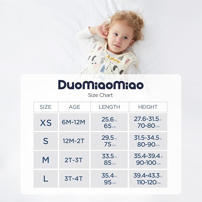 Duomiaomiao 0.5 TOG Toddler Sleep Sack 36-48 Months 100% Cotton Lightweight Baby Sleep Sack with Feet, Breathable Comfy Toddler Wearable Blanket
