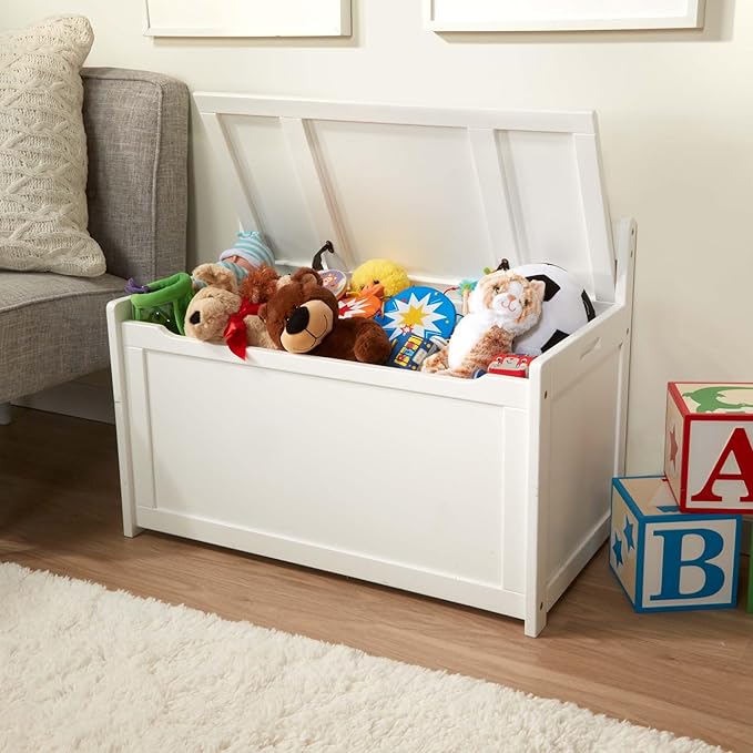 Melissa & Doug Toy Chest, Wooden Toy Storage Box with Safety-Hinged Lid, Kids Toys Storage Organizer for Playroom, Bedroom, & Montessori Classroom Furniture for Boys & Girls Ages 3+