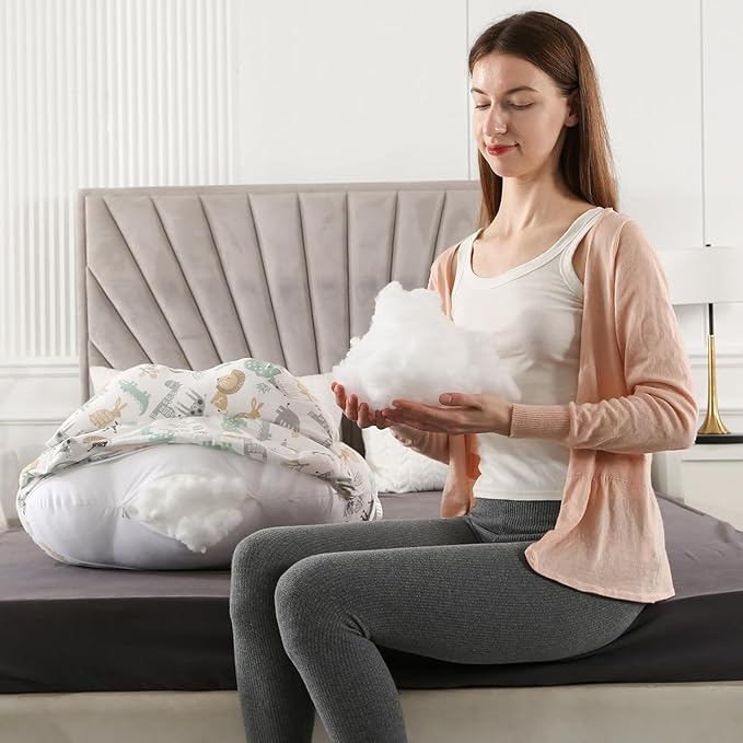 Nursing Pillow, Plus Size Breastfeeding Pillows for Enhanced Safety & Comfort for Mom & Baby, Removable Cotton Cover, Adjustable Waist Strap, Breastfeeding Essentials