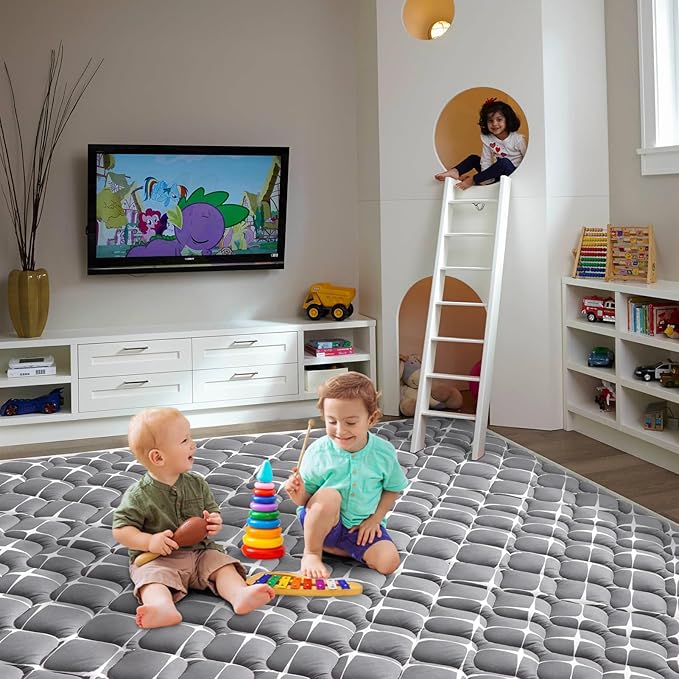 Baby Play Mat - 65" X 50",Premium Thicker Foam One-Piece Crawling Mat, Machine Washable, Extra Large Anti-Slip Activity Playmat for Babies, Toddlers & Infants
