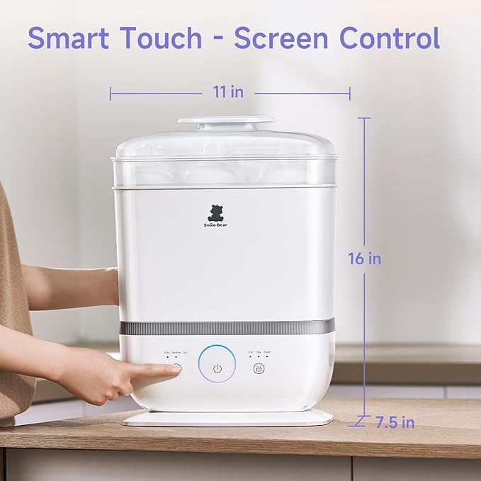 Snow Bear Baby Bottle Sterilizer and Dryer with Touchscreen, 6-in-1 Steam Bottle Sterilizer for Baby Bottles Pacifier, Breast Pump Part, 13 Bottles Extra-Large Capacity for Fast Drying Baby Essential