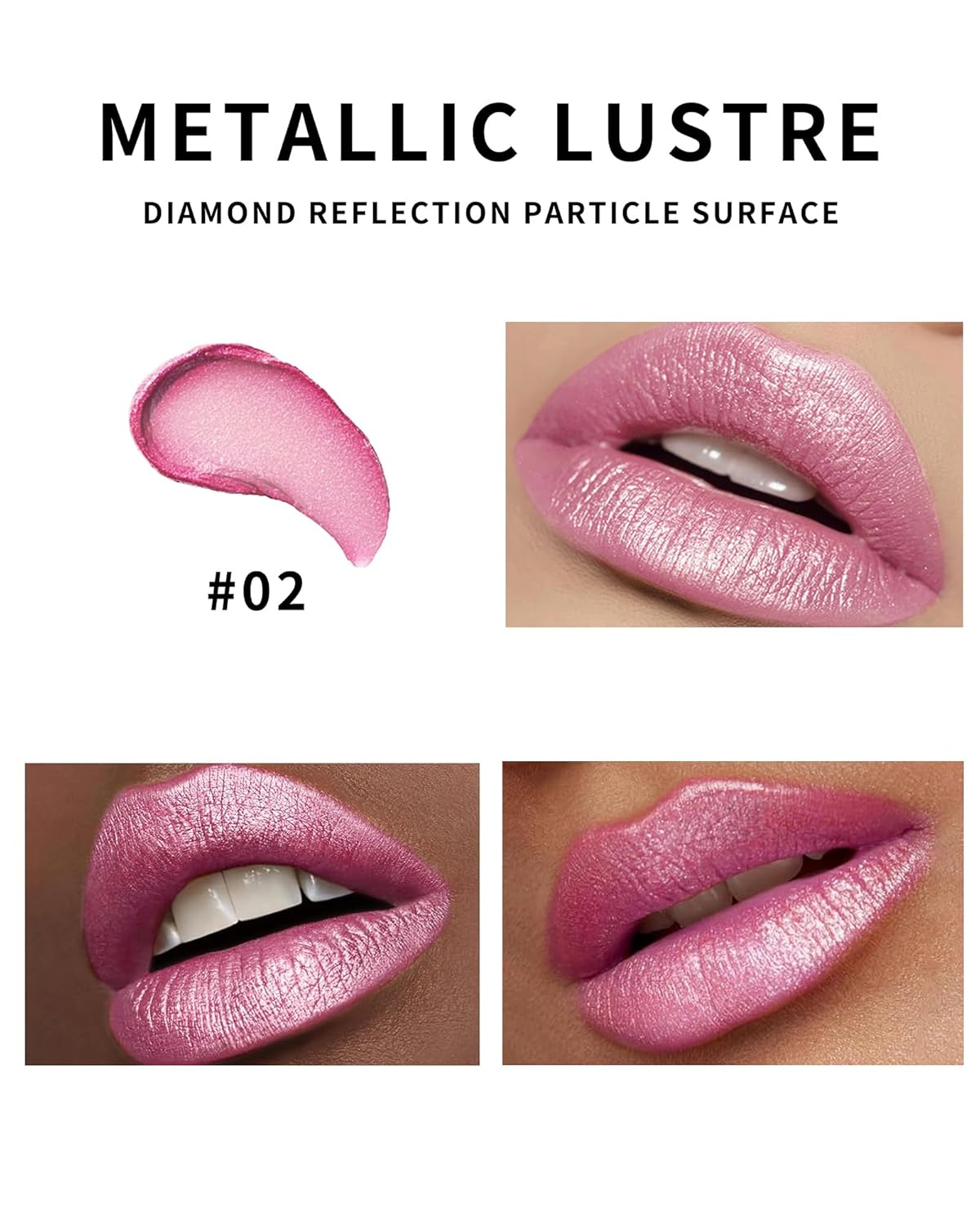 Glitter Metallic Shimmer Coral Pink Lipstick Long Lasting,Diamond High Pigmented Red Metallic Matte Liquid Lipstick Non-Stick Lip Gloss,Transferproof Lip Color Lip Stick Makeup for Women-02