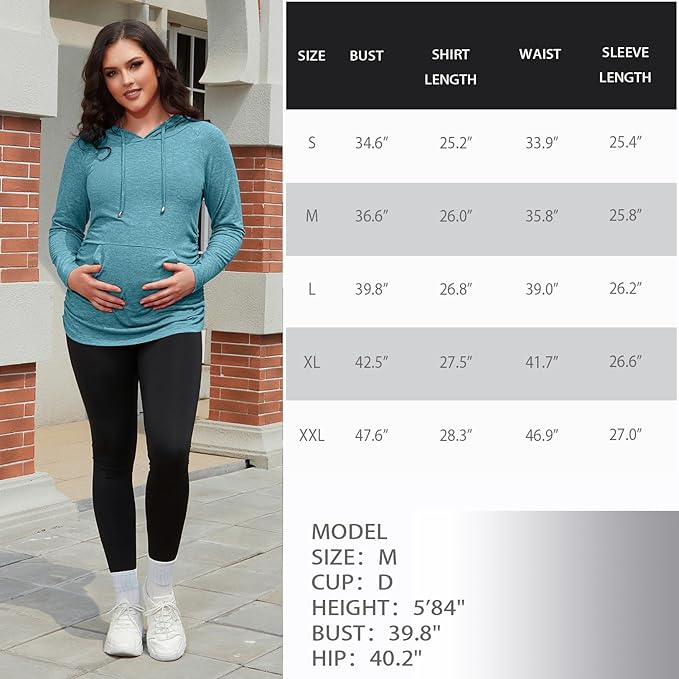 GINKANA Maternity Hoodie Long Sleeves Shirts Casual Maternity Top Pregnancy Sweatshirt Casual Clothes