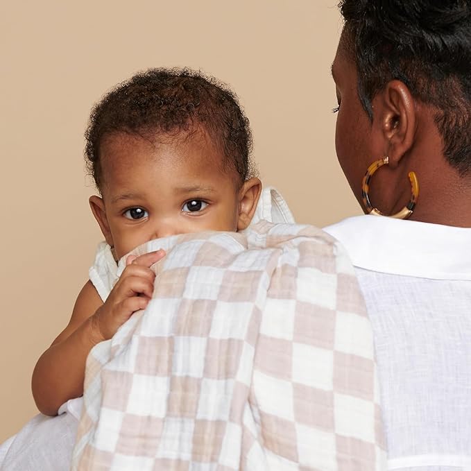 Itzy Ritzy Breastfeeding Boss Multi-Use Cover – A Nursing Cover, Swaddle, Car Seat Wrap, Tummy Time Mat & Burp Cloth All in One – Made of Soft Muslin Fabric & Measures 47” x 47” (Checkerboard)