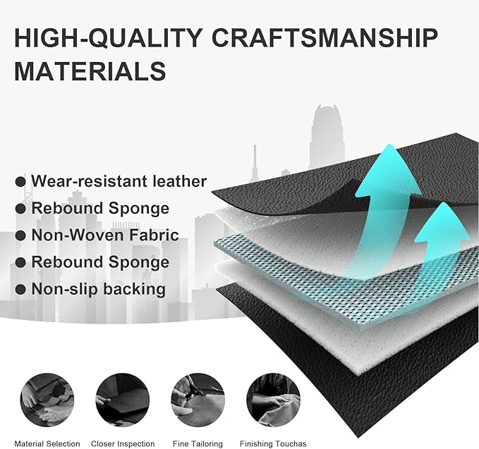 JOJ Car Seat Cover Fit for Toyota Highlander 2001-2025,7 Seat Car Seat Cover,No-Slip Waterproof Breathable Faux Leather Automotive Seat Covers Auto Interior Covers,Full Set,Black Gray