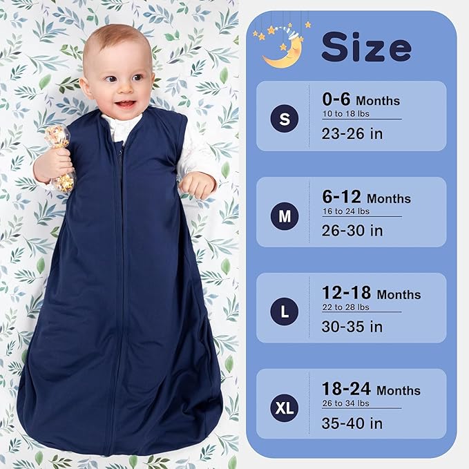 Baby Sleep Sack 0-6 Months Baby Wearable Blanket 100% Rayon Cotton 2-Way Zipper Toddler Sleeping Sack,Comfy Soft Lightweight TOG 0.3(Cyan)