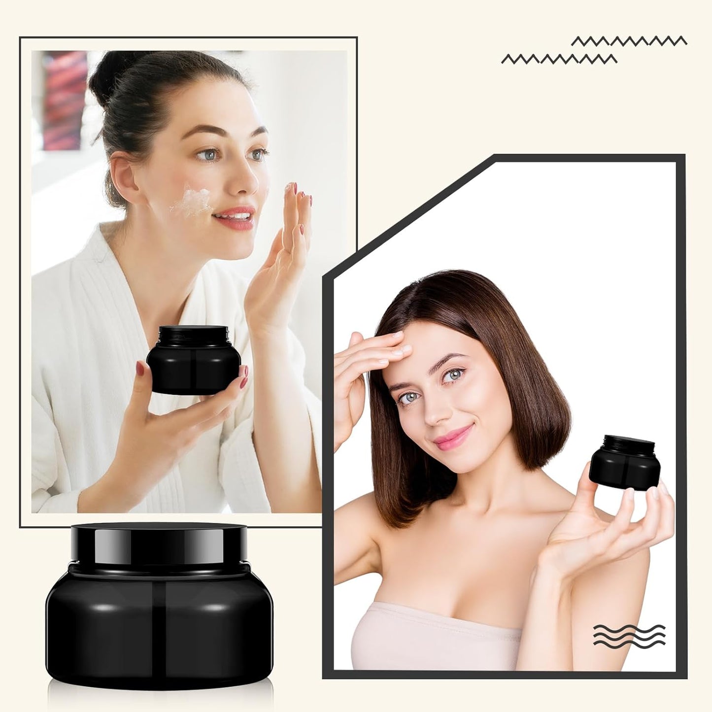 Tessco 24 Pack Plastic Jars with Lids Labels Empty Clear Plastic Jars Round Refillable Cosmetic Containers Body Butter Containers Bulk Sugar Scrub Bottle for Make Up(8 oz,Black)