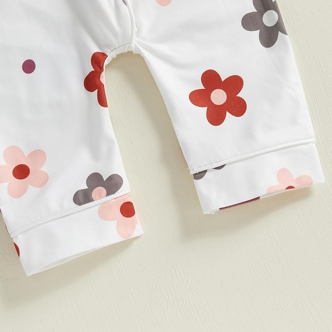 Balaflyie Baby Girl Button Down Pajamas Romper One-Piece Jumpsuit Long Sleeve Sleeper Infant Sleepwear
