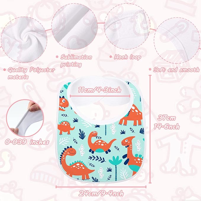 Geyoga 20 Pieces Sublimation Blanks White Bibs for Baby Decorating Washable Reusable Fabric Bibs