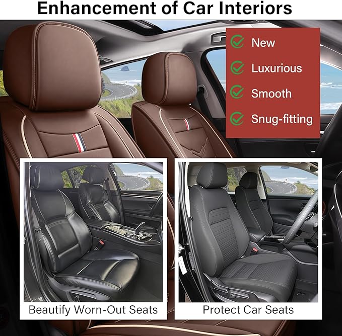 Leather Car Seat Covers Fit for LR Range Rover Sport 2023-2025, 5 Seater Waterproof and Wear-Resistant Seat Cover Interior Accessories(Full Set,Coffee)
