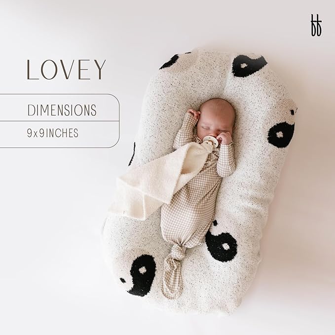 Forever French Baby | Lovey | Pacifier Holder | Lovey Gifts | Boy & Girl | Ideal for Age 0 Months & Up | Microfiber Feather Yarn | Pacifier Not Included (Wavy Checkerboard)