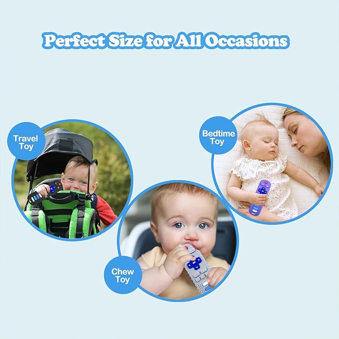 Baby Teething Toys, Food Grade Silicone Teethers for Babies 3-6 Month, 6-18 Months, TV Remote Control Shaped Teething Toy, Chew Toys for Boys and Girls Teether Toys, Freezer BPA Free
