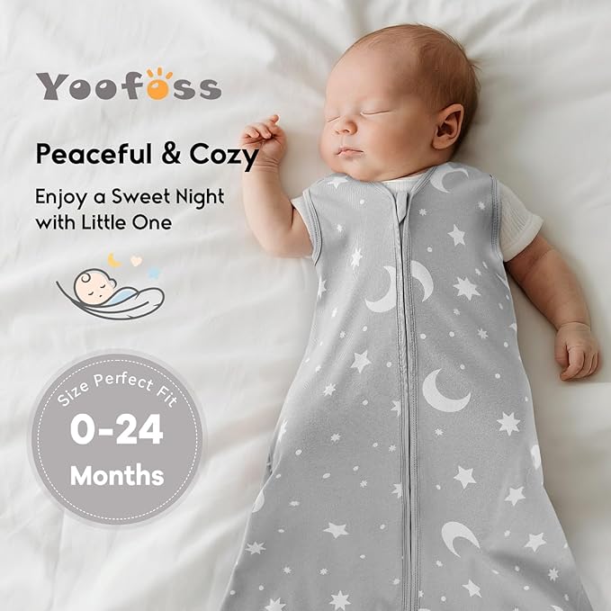 Yoofoss Baby Sleep Sack 12-18 Months 0.5 Tog Wearable Blanket for Baby, 3 Pack 100% Organic Cotton Infant Toddler Sleeping Sack 2-Way Zipper Lightweight Sleep Sack