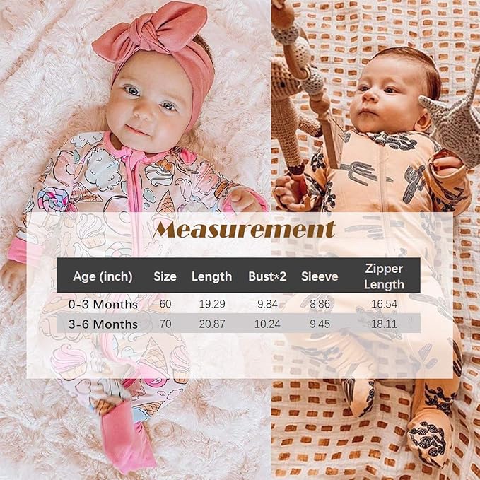 CIYCUIT Baby Girls Cactus Footies Newborn Zip Up Onesie Romper