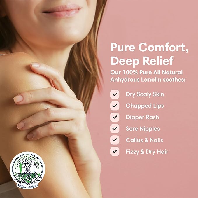 ProSeed Handmade Pure Lanolin Cream – Unrefined Balm for Moms, Baby Care & Nursing – Gentle Moisturizer for Dry Skin, Lips, Hands & Face – Petroleum-Free, 8oz