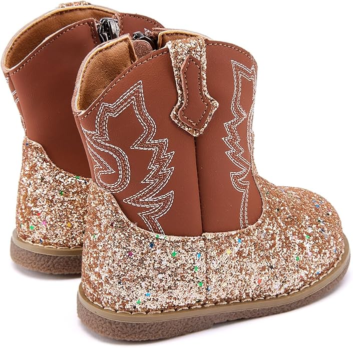 BMCiTYBM Baby Cowboy Cowgirl Boots Infant Western Shoes Boys Girls Round Toe Boots All Seasons 6-24 Months