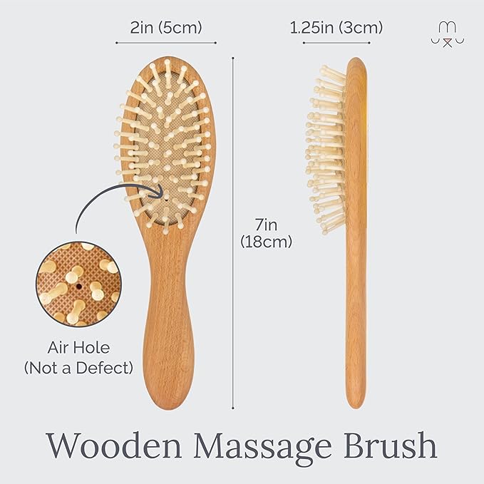 Natemia Wooden Baby Hair Brush | Natural Soft Bristles for Newborns & Toddlers | Gentle Cradle Cap Care | Ideal Baby Registry Gift