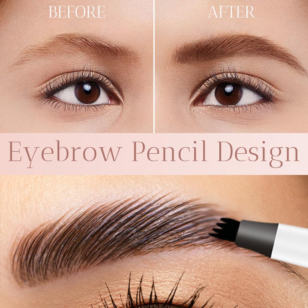 2025 Upgrade Waterproof Brow Pencil with Micro-Fork Tip,3D Magic Eyebrow Pencil 4-Head Split Waterproof Long-lasting Eyebrow Pencil,Natural Makeup Fine Stroke Eyebrow Tattoo Pencils (Dark Brown)