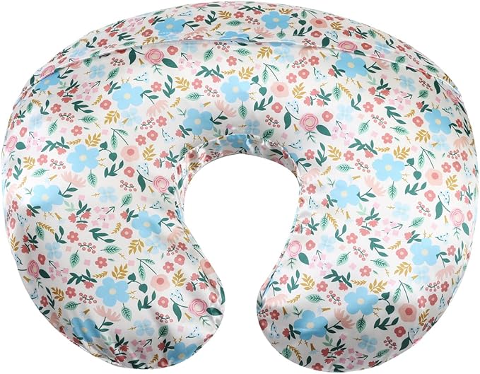 Satin Nursing Pillow Cover Set 2 Pack Ultra Soft Silk Compatible with Boppy Pillow for Breastfeeding Pillow Protect for Baby Hair and Skin Floral & Floral