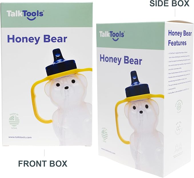 TalkTools Honey Bear Bottle Straw Cup with Handle ā Dishwasher Safe, Premium Food-Grade Sippy Cup Trainer for Babies & Toddlers 4+ Months ā Easy-Grip Design Helps Kids Learn to Drink from a Straw.
