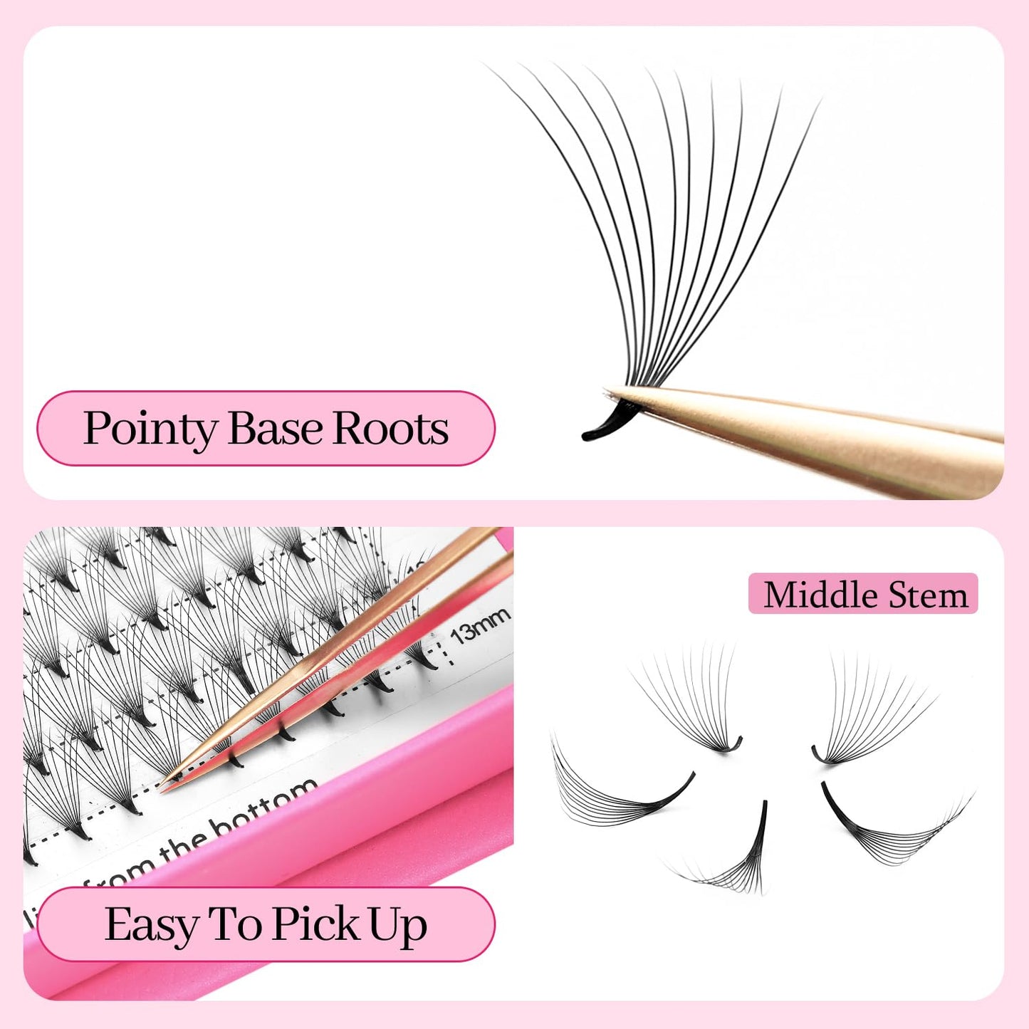Premade Fans Eyelash Extensions 12D Volume Lash Extensions 0.05 Thickness Eyelash Extension D Curl Premade Lash Fans Mix 9-16mm Fluffy Soft Handmade Lash Fan(12D-0.05-D,9-16mm)