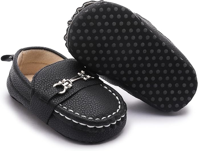 LONSOEN Baby Girls Boys Loafers Prewalker Dress Crib Shoes