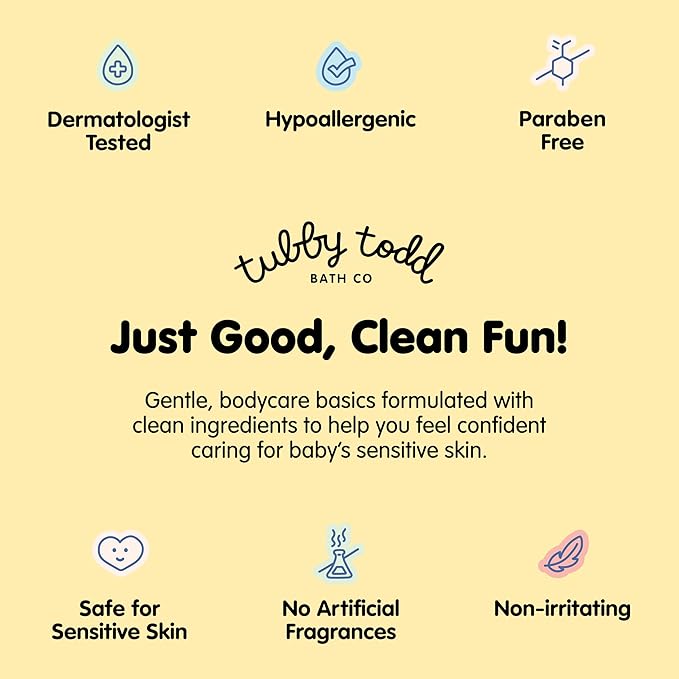 TUBBY TODD Hair + Body Wash - Baby Shampoo and Body Wash - Gentle, Natural Baby Was for Newborns, Babies, and Toddlers - Non-Toxic and Hypoallergenic - Fragrance-Free, 25oz