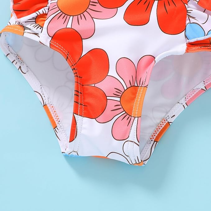 Newborn Baby Girl Ruffle Swimsuit Infant Toddler One Piece Floral Bikini Beach Bathing Swimwear Set