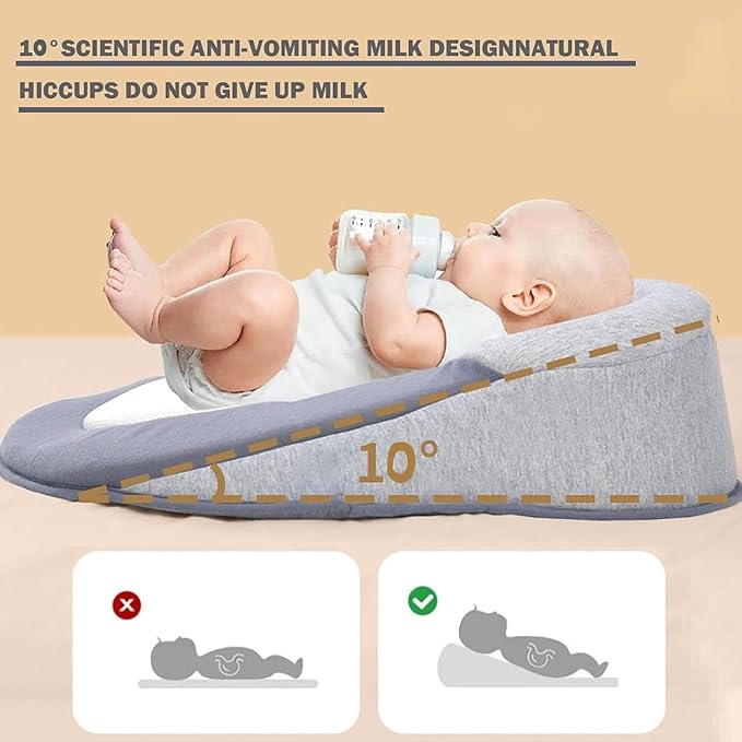 Baby Wedge Pillow - Acid Reflux Pillow, Multi-Purpose Feeding Pillow, Reflux Pillow for Baby to Reduce Spit-Up & Digestive Discomfort