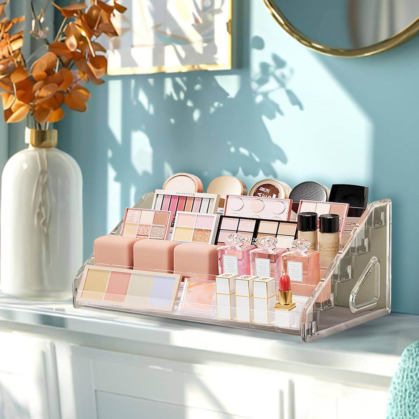 5-Tier Makeup Organizer with Adjustable Drawers, Acrylic Nail Polish & Cosmetic Storage for Bathroom Vanity - Easy to Clean, Space-Saving Design (5 layers)