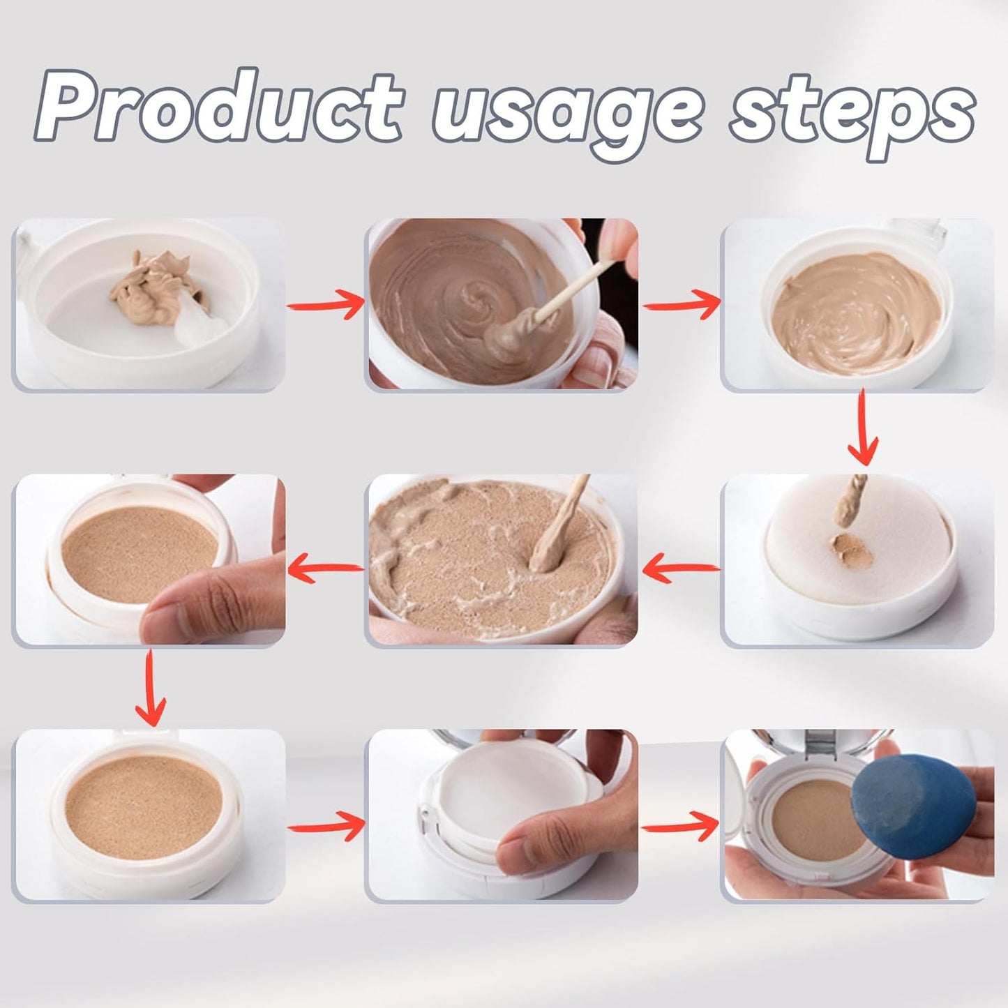 15g 0.5oz empty cushion foundation compact, luxurious white silver edge portable bb cream container dressing case