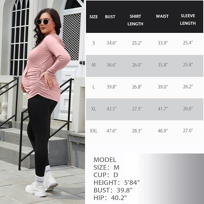 GINKANA Maternity Hoodie Long Sleeves Shirts Casual Maternity Top Pregnancy Sweatshirt Casual Clothes