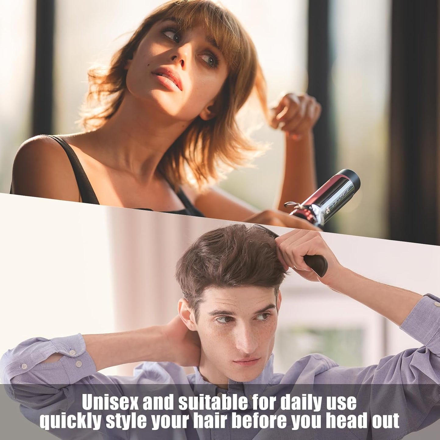 PERFEHAIR Soft Boar Bristle Round Brush for Fine, Thin Hair or Beards - 1.3 inch for Drying, Styling, Curling, Adding Volume