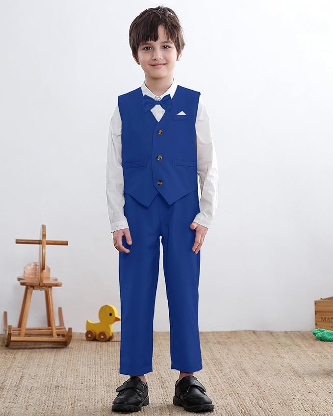 SANGTREE Boys Cotton Linen Suit Formal Set Baby Clothes Boy Gentleman Wedding Ring Bearer Outfits, 3 Months - 9 Years