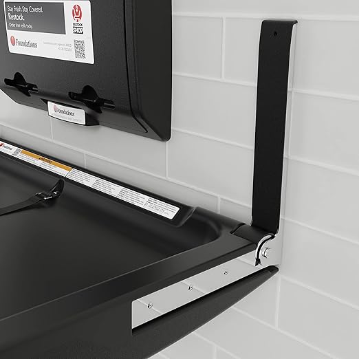 Foundations Elements Horizontal Wall Mounted Baby Diaper Changing Station & Liner Dispenser, Oversized Changing Surface, One Person Installation, Black (300-EHLD-02)