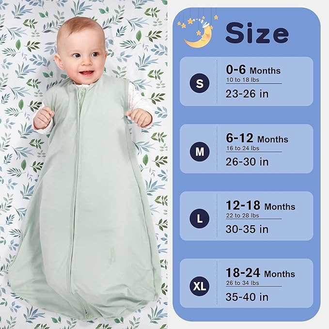 Baby Sleep Sack 18-24 Months Baby Wearable Blanket 100% Rayon Cotton 2-Way Zipper Toddler Sleeping Sack,Comfy Soft Lightweight TOG 0.3