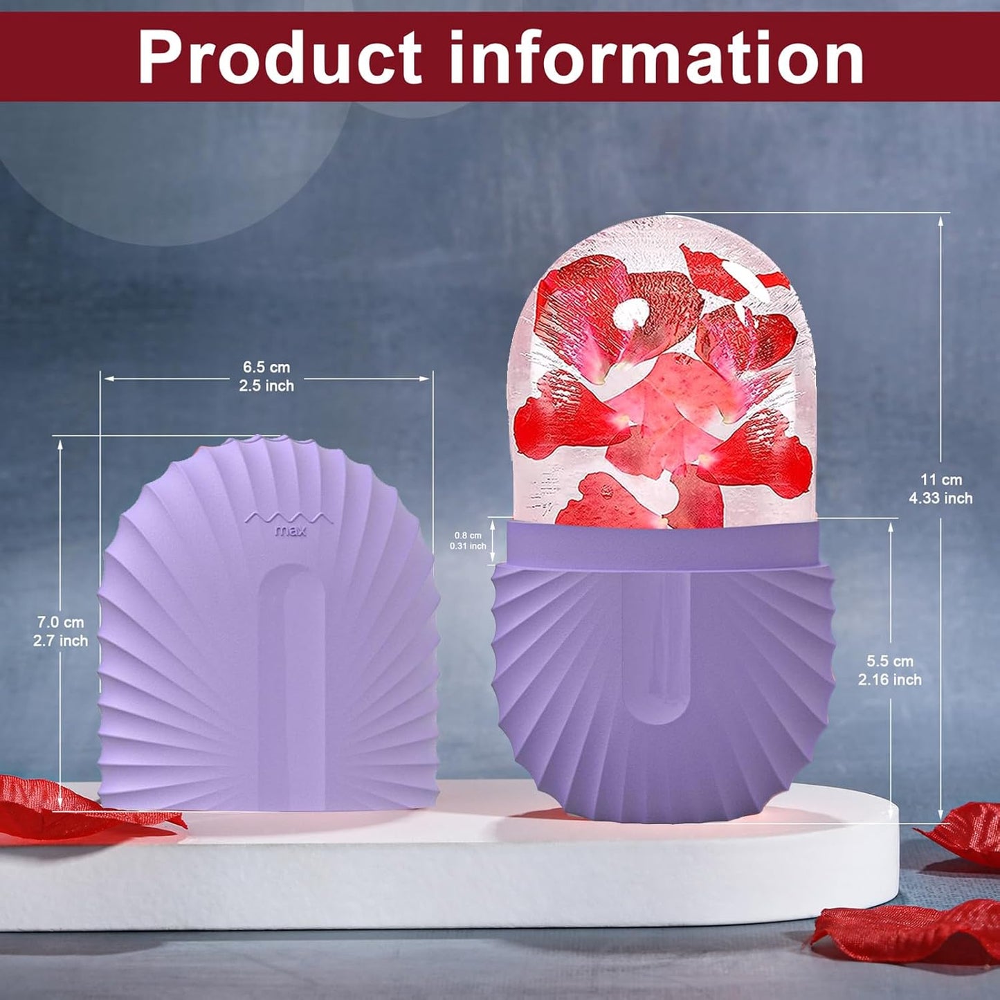 2Pcs Ice Face Roller, Reusable Silicone Mold Face Massage Eye Facial Beauty Skin Care Tools Apply Ice for Shrink Pores Anti Wrinkle Reduce Puffiness Improve Skin Elasticity, Seashell