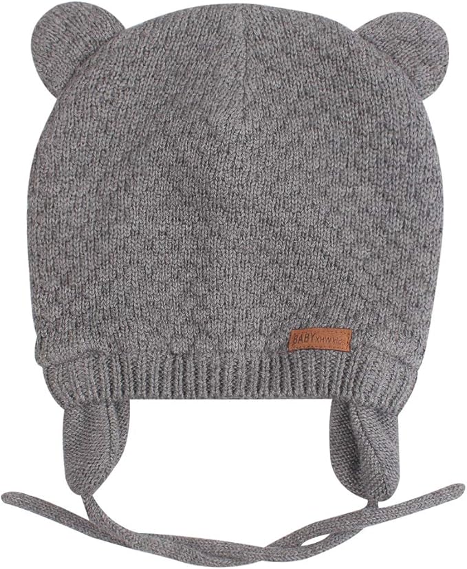 BAVST Baby Beanie Hat for Winter with Earfalp Cute Bear Kids Toddler Girls Boys Warm Knit Cap 0-2Years