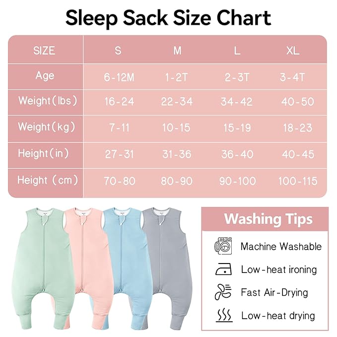 Rayon Made From Bamboo Sleep Sack 24-36 Months 0.5 Tog Ultra Soft Summer Toddler Sleep Sack 2t-3t with Feet 2-Way Zipper Lightweight Baby Sleeping Bag with Legs Thin Baby Wearable Blanket-Pink
