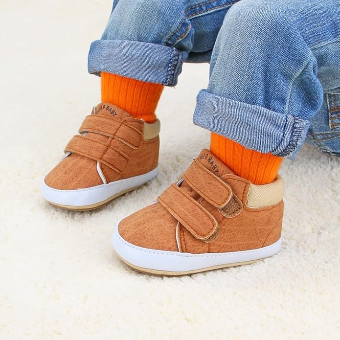 Clowora Baby Boys Girls Shoes Non-Slip Rubber Sole Sneakers Infant First Walking Toddler Crib Shoes Newborn Loafers Flats.