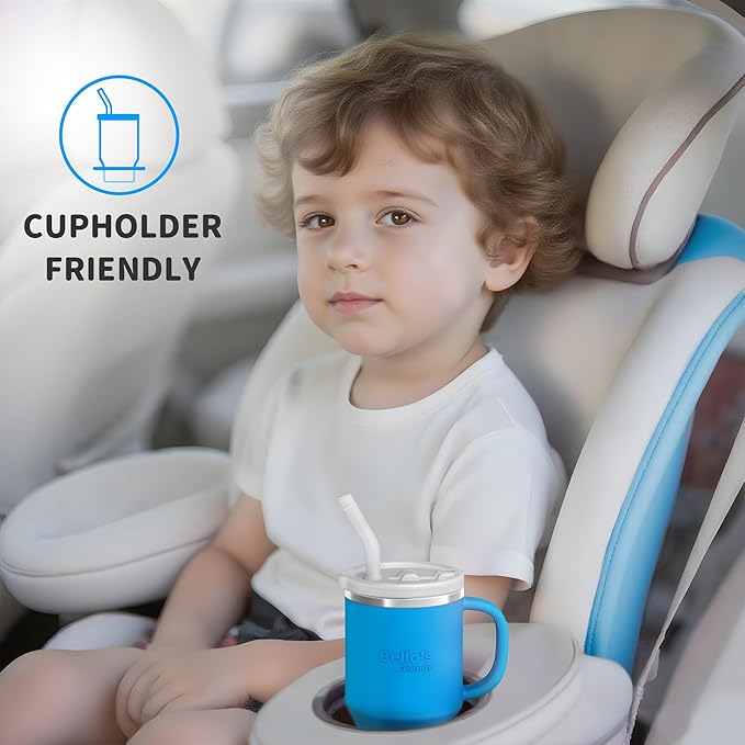Bella's Friends Handy Mini Tumbler – Adorable 9 oz Sippy Cup for Toddlers 1-3 years old, Flexible Straw, Stainless Interior & Silicone Body, Leak‑Proof, Dishwasher Safe, Ideal for Travel or At Home