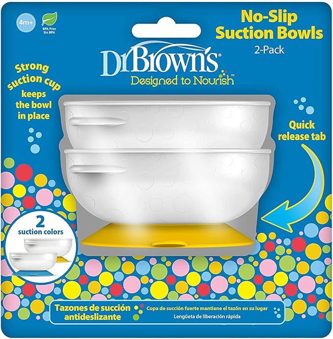 Dr. Brown's Soft-Tip Toddler Feeding Spoons, 6 Pack with No-Slip Strong Suction Bowl for Babies and Toddlers, BPA Free, 2 Pack