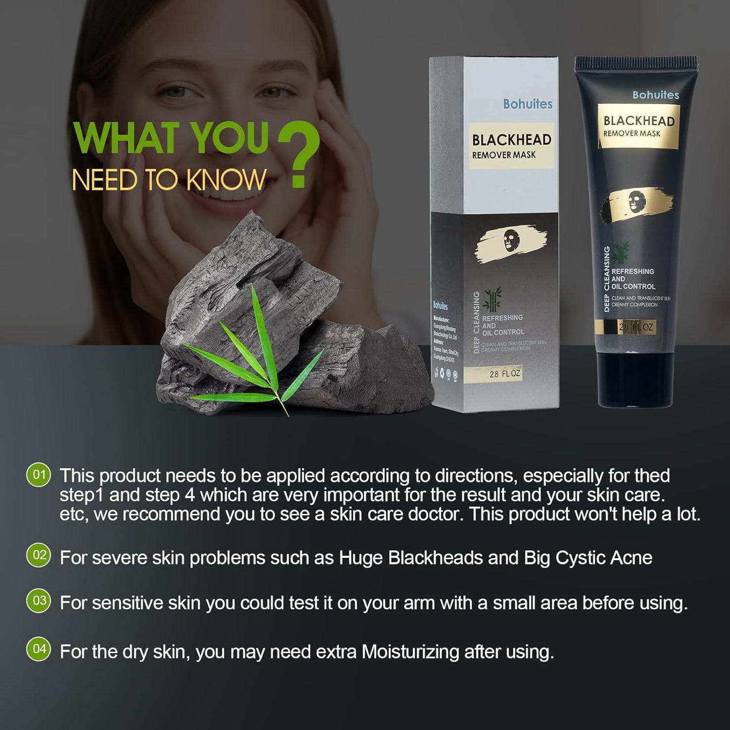 Bamboo Charcoal Blackhead Remover Mask ā Peel Off Face Mask for Deep Pore Cleansing |Reduce Blackheads & Excess Oil,Refines Pores for All Skin Types(2.8 Ounce (Pack of 1), Aloe Vera)