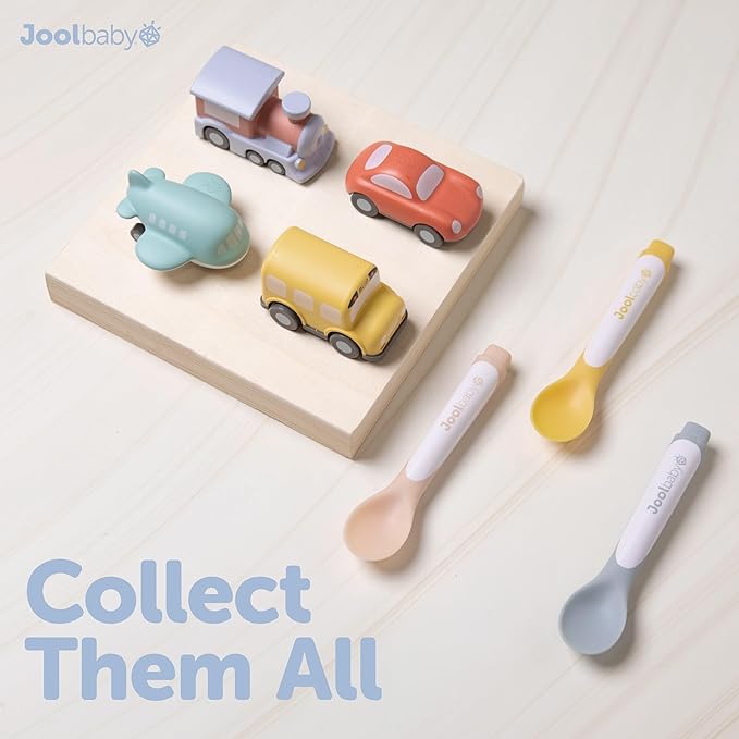 Jool Baby Musical Baby Spoons, 3 Spoons + Train with Fun Sounds - Multi-Stage Spoon for Infant Feeding & Training Babies 6+ Months to Self-Feed