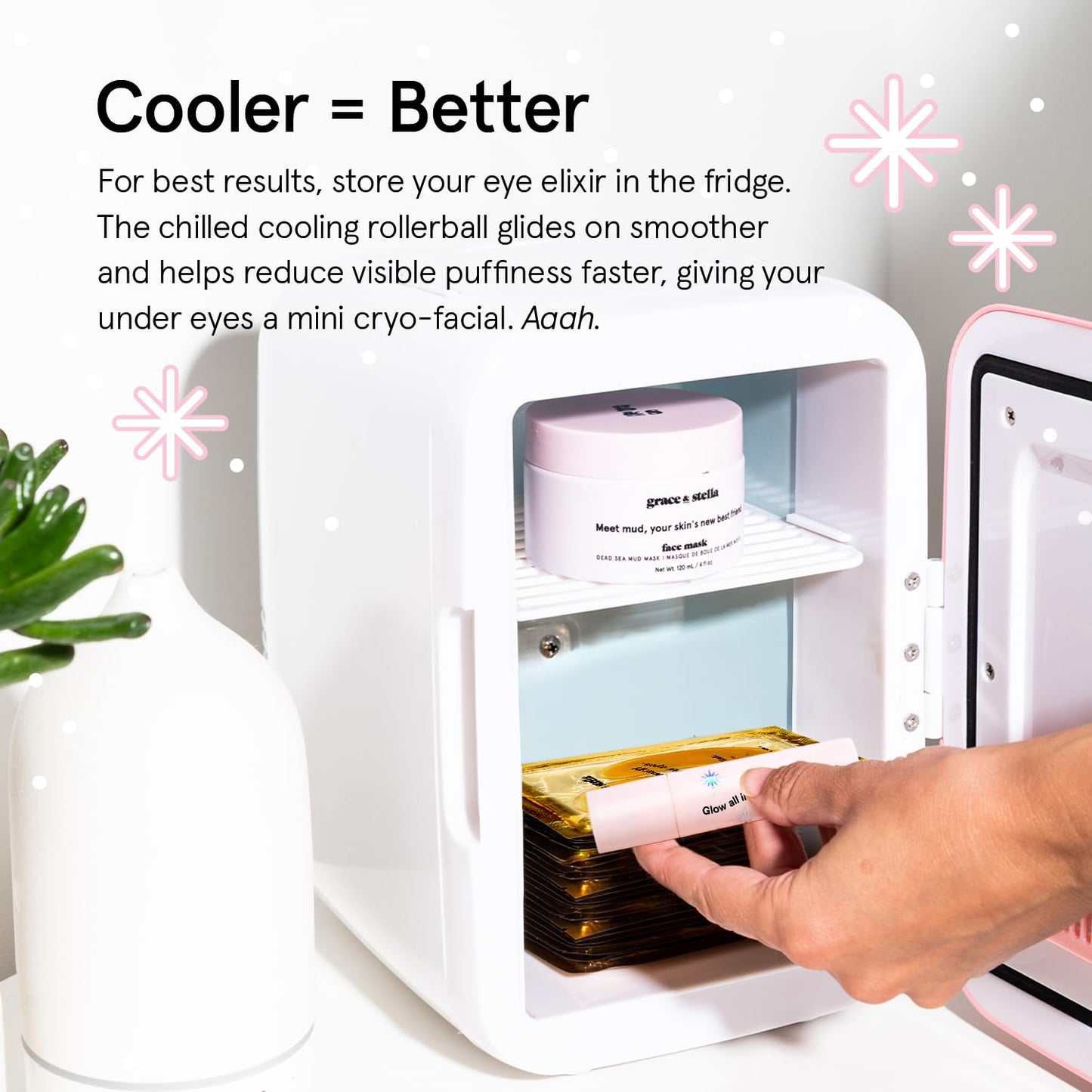 grace & stella Under Eye Brightener Roller - Airplane Travel Essentials - Travel Size Toiletries - Retinol & Caffeine Eye Serum for Puffiness, Dark Circles, Wrinkles - Vegan Skincare (15ml / 0.51floz)