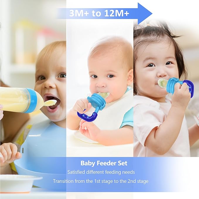 WAJIAYON Baby Fruit Feeder Pacifier | Infant Food Feeder Pacifier & Food Dispensing Spoon | Fresh Fruit Teethers for Babies | Silicone Feeder Baby,Mesh teethers for Babies Gifts for Boys and Girls