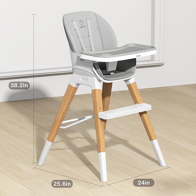 8 in 1 Convertible Wooden High Chair, Adjustable Baby High Chair for Babies and Toddlers with Tray, Easy to Clean, Grow with Family|Booster|Learning Table|High Stool