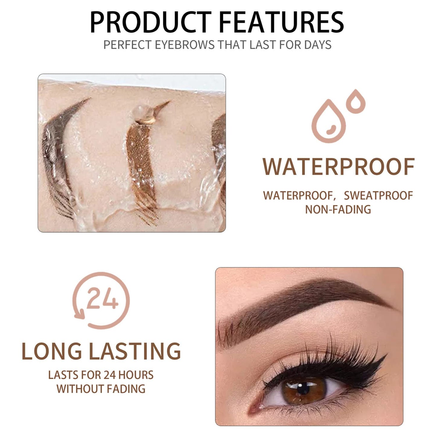 MAEPEOR Waterproof Eyebrow Gel 8 Colors Full-pigmented Long Lasting Liquid Brow Gel for Fuller & Defined Looking (#02 Cool Blonde)